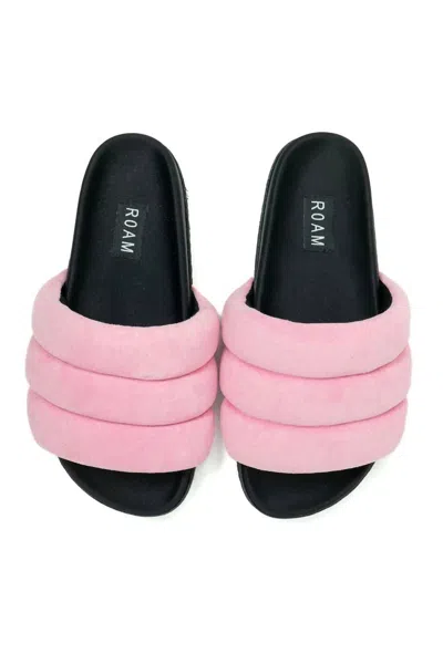 Roam Women's Super Puff Slides In Pink Suede