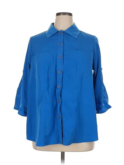 Pre-owned Roamans 3/4 Sleeve Blouse In Blue