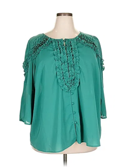 Pre-owned Roamans 3/4 Sleeve Blouse In Blue