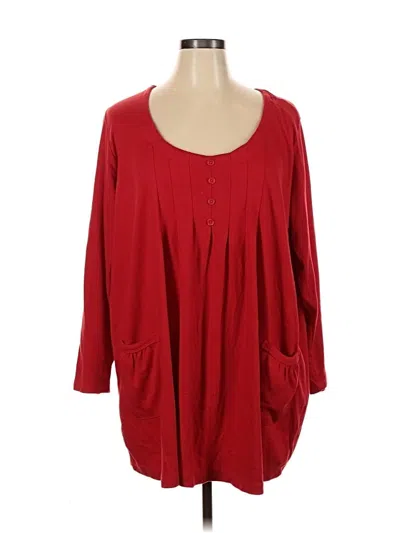 Pre-owned Roamans Long Sleeve Top Red Scoop Neck Tops