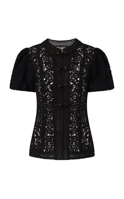 Roame. Roame Augusta Cotton-blend Lace Top In Black