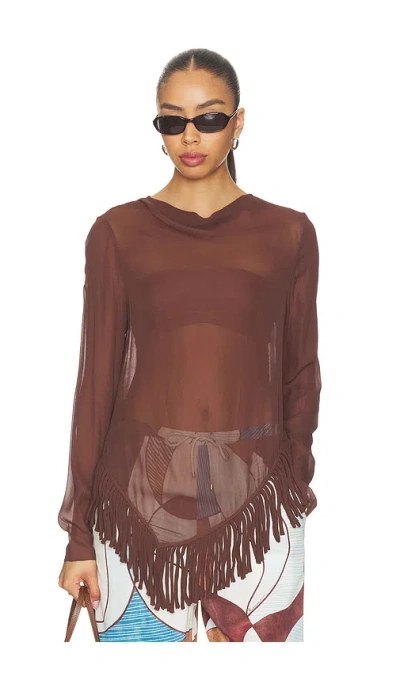 Roame. Barca Fringe Top In Brown