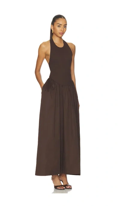 Roame. Cody Rib Maxi Dress In Brown