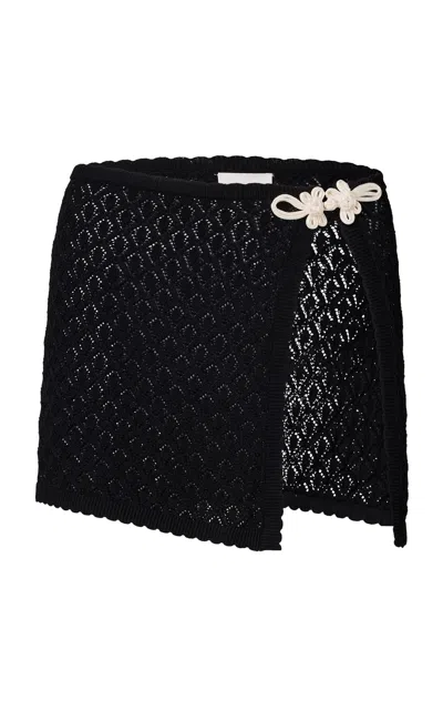 Roame. Roame Delani Pointelle Knit Mini Skirt In Black