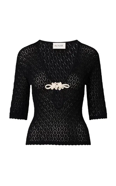 Roame. Roame Delani Pointelle Knit Top In Black