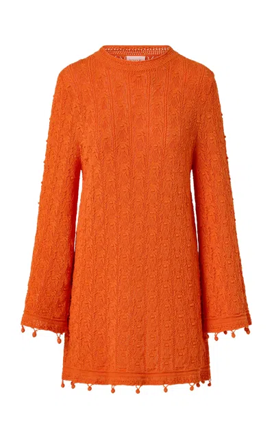 Roame. Roame Divina Cotton-blend Mini Dress In Orange