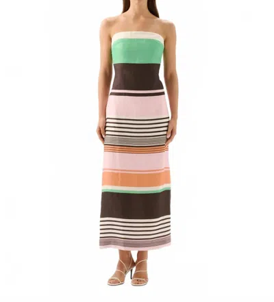 Roame. Frieda Strapless Dress In Tango Stripe In Multi