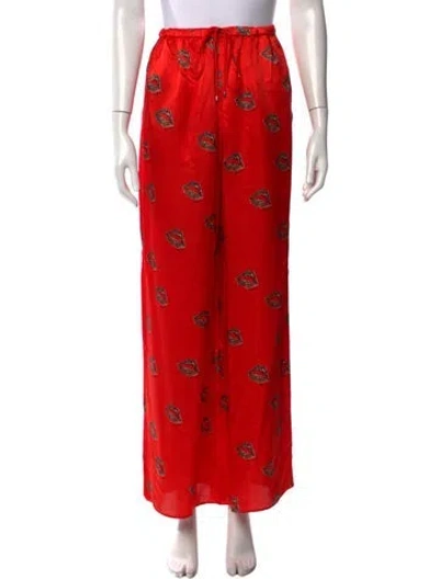 Pre-owned Roame. Graphic Print Wide Leg Pants W/ Tags In Red