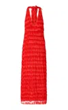 Roame. Roame Ischia Fringe Halter Maxi Dress In Red