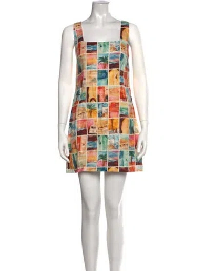 Pre-owned Roame. Linen Mini Dress W/ Tags In Multicolor