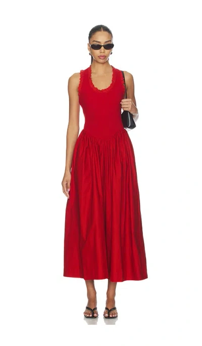 Roame. Lucy Rib Maxi Dress In Red