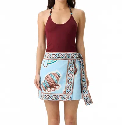 Roame. Myrtle Mini Skirt In Reliquia In Blue
