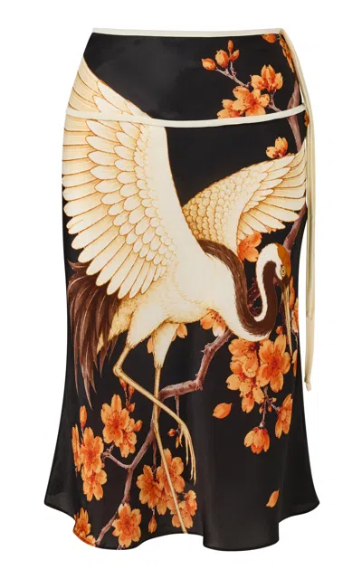 Roame. Roame Natasia Silk-blend Midi Skirt In Animal Print