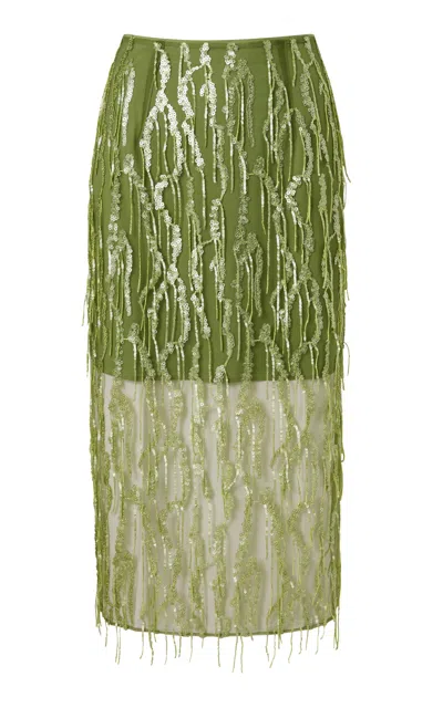Roame. Roame Niki Sequin Midi Skirt In Green