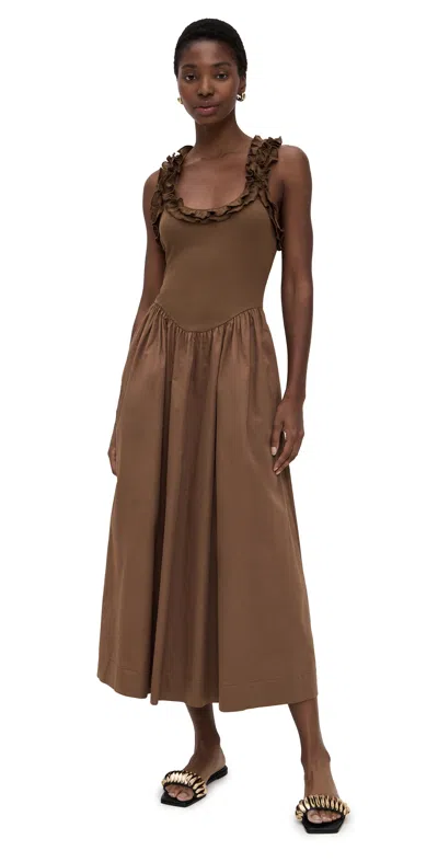 Roame. Paloma Maxi Dress Toffee In Brown