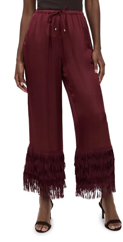 Roame. Petalo Fringed Pants Sangria In Red