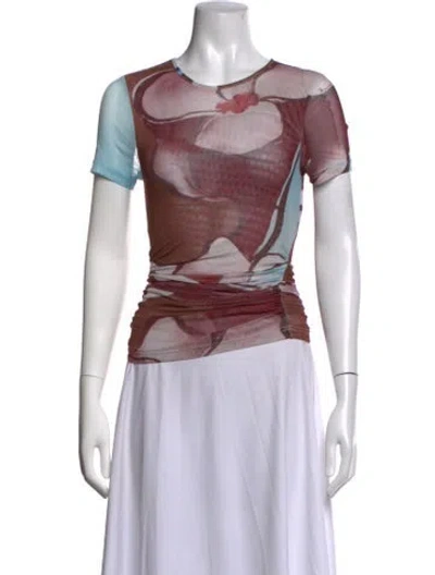 Pre-owned Roame. Printed Crew Neck Top In Multicolor