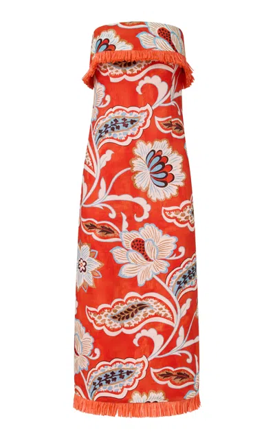 Roame. Roame Tamara Firinge Linen Maxi Dress In Pink