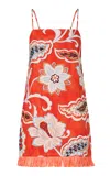 Roame. Roame Willa Fringe Linen Mini Dress In Red