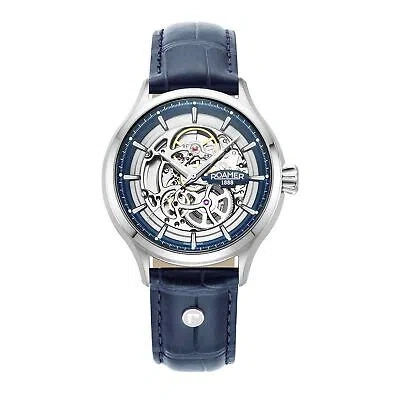 Pre-owned Roamer 101984 41 45 05 Competence Skeleton Iv Automatic Wristwatch In Blue/silver