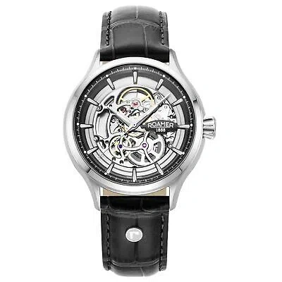 Pre-owned Roamer 101984 41 85 05 Competence Skeleton Iv Automatic Wristwatch In Black/silver