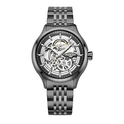 Pre-owned Roamer 101984 45 85 10 Competence Skeleton Iv Automatic Wristwatch In Black