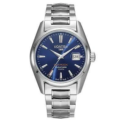 Pre-owned Roamer 210665 41 45 20 Men's Searock Automatic Blue Dial Wristwatch In Silver/blue