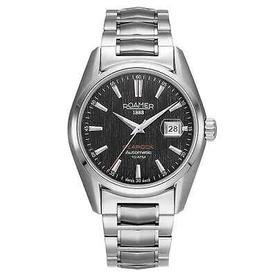 Pre-owned Roamer 210665 41 55 20 Men's Searock Automatic Black Dial Wristwatch In Black/silver