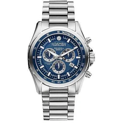 Pre-owned Roamer 220837 41 45 20 Rockshell Mark Iii Chronograph Wristwatch In Silver/blue