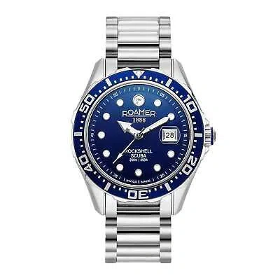 Pre-owned Roamer 220858 41 45 50 Rockshell Mark Iii Scuba Blue Dial Wristwatch In Silver/blue