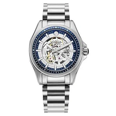 Pre-owned Roamer 220984 41 45 20 Rockshell Mark Iii Skeleton Wristwatch In Silver/blue