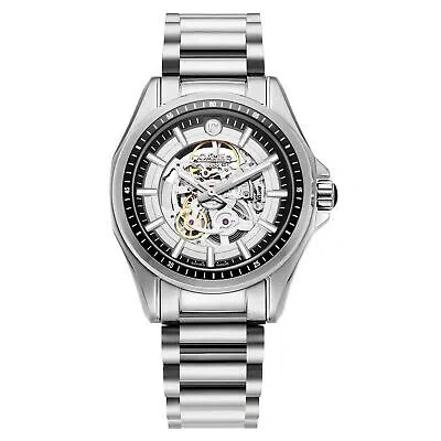 Pre-owned Roamer 220984 41 55 20 Rockshell Mark Iii Skeleton Wristwatch In Silver/black
