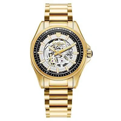 Pre-owned Roamer 220984 48 55 20 Rockshell Mark Iii Skeleton Wristwatch In Gold/black