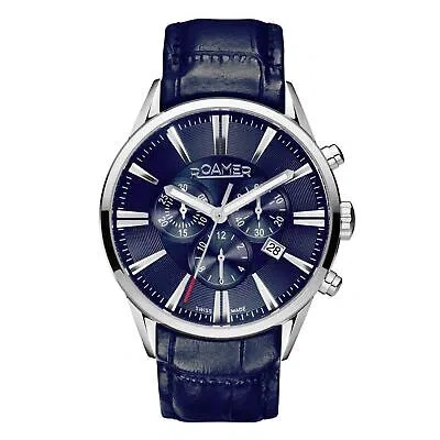 Pre-owned Roamer 508837 41 40 05 Superior Chronograph Blue Strap Wristwatch