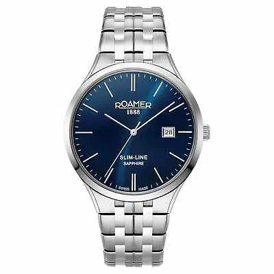 Pre-owned Roamer 512833 41 45 20 Men's Slim Line Classic Wristwatch In Silver/blue