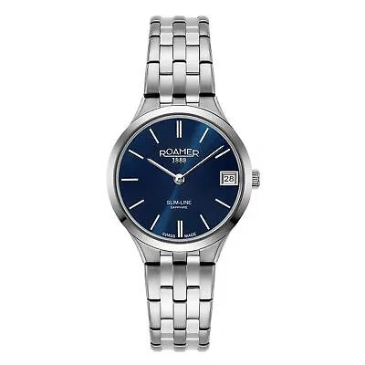 Pre-owned Roamer 512857 41 45 20 Women's Slim Line Classic Wristwatch In Silver/blue