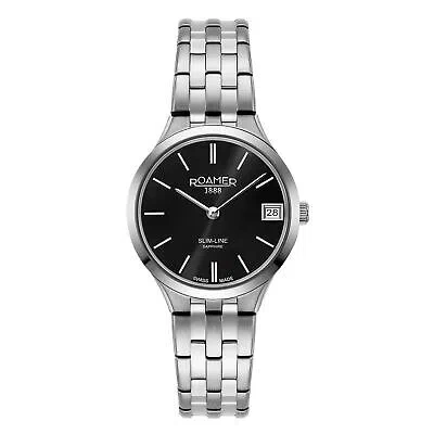 Pre-owned Roamer 512857 41 55 20 Women's Slim Line Wristwatch In Silver/black