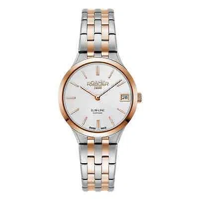 Pre-owned Roamer 512857 49 15 20 Women's Slim Line Classic Wristwatch In Silver/rose Gold