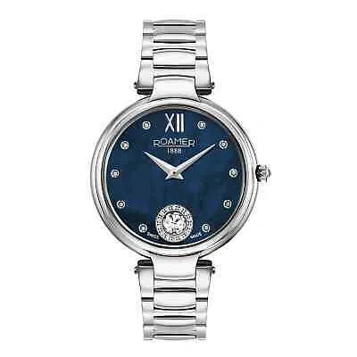 Pre-owned Roamer 600843 41 49 50 Women's Aphrodite Steel Bracelet Wristwatch In Silver/blue