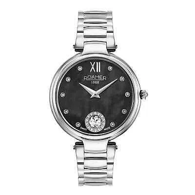 Pre-owned Roamer 600843 41 59 50 Women's Aphrodite Steel Bracelet Wristwatch In Silver/black