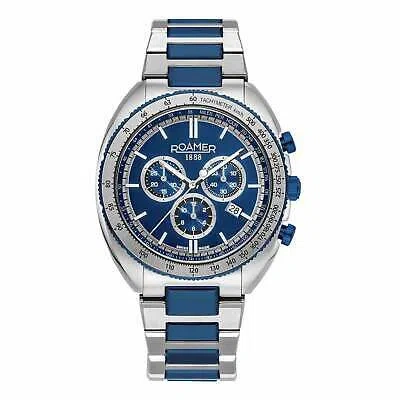 Pre-owned Roamer 868837 42 45 70 Men's Power Chronograph Wristwatch In Silver/blue