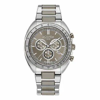 Pre-owned Roamer 868837 44 45 70 Men's Power Chronograph Wristwatch In Silver/grey