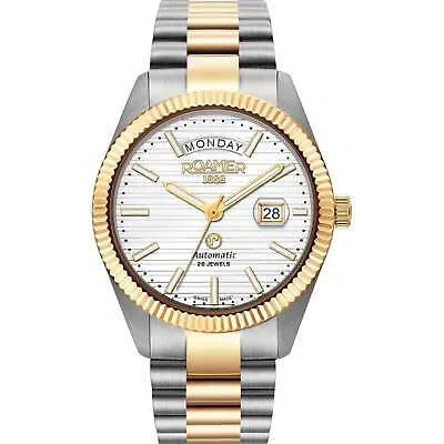 Pre-owned Roamer 981666 47 25 50 Daydate Ii Automatic Two Tone Bracelet Wristwatch In Gold/silver/white