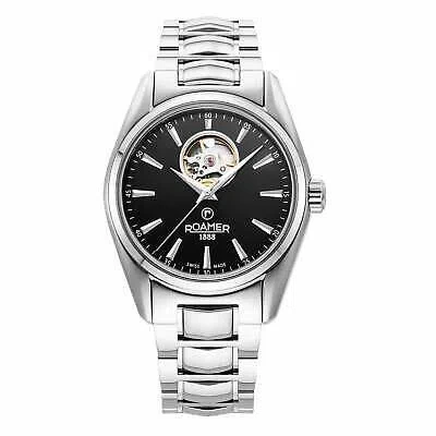Pre-owned Roamer 984985 41 85 20 Searock Master Black Automatic Wristwatch In Silver/black