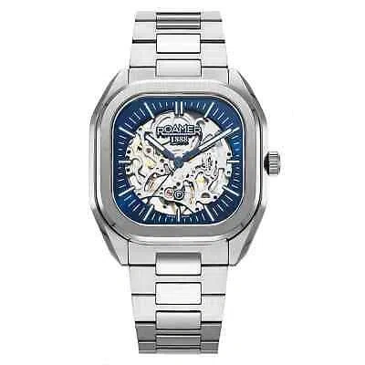 Pre-owned Roamer 985986 41 45 20 Men's Mechano Hand Winding Wristwatch In Silver/blue