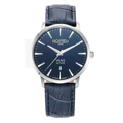 Pre-owned Roamer 988833 41 45 05 Men's Valais Set Wristwatch In Blue/silver