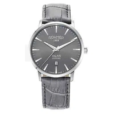Pre-owned Roamer 988833 41 55 05 Men's Valais Set Wristwatch In Grey/silver