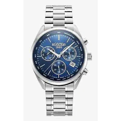 Pre-owned Roamer 993819 41 45 20 Men's Pro Chronograph Wristwatch In Silver/blue
