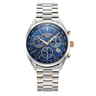 Pre-owned Roamer 993819 47 45 20 Men's Pro Chronograph Wristwatch In Silver/gold/blue