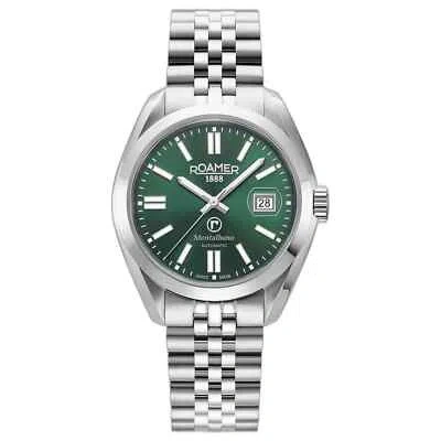 Pre-owned Roamer 996983 41 75 20 Men's Montalbano Green Dial Automatic Wristwatch In Silver/green